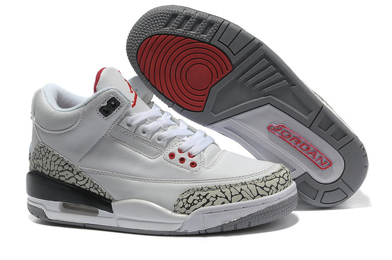 Latest Jordan 3 Retro White Cement Grey Black Shoes