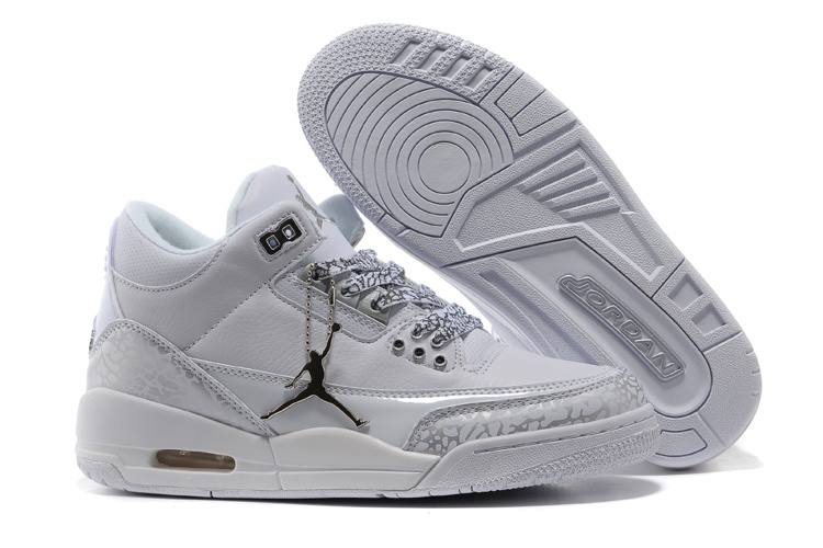 Women Air Jordan 3 Retro White Grey Shoes - Click Image to Close