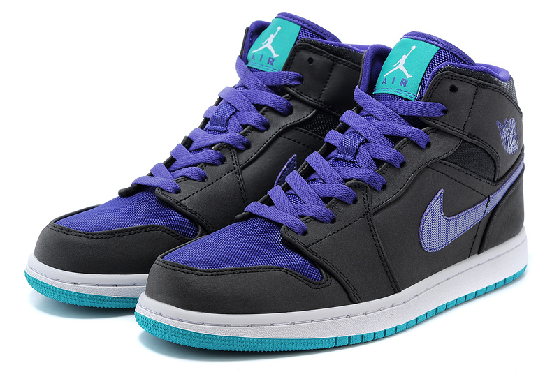 2015 Air Jordan 1 Black Purple Grap Shoes - Click Image to Close