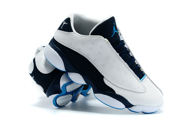 2015 Jordan Retro 13 Low White Black Blue Shoes