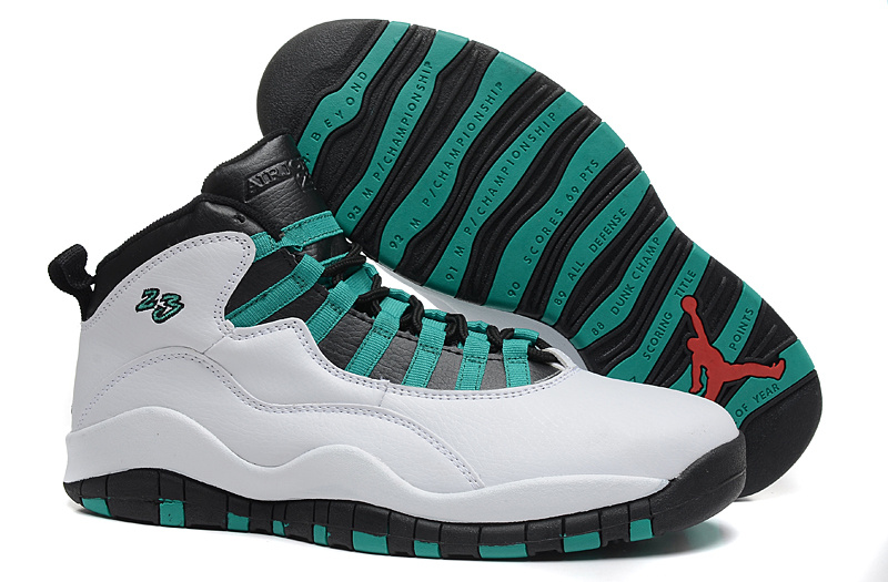 2015 Air Jordan 10 Retro White Black Green Shoes