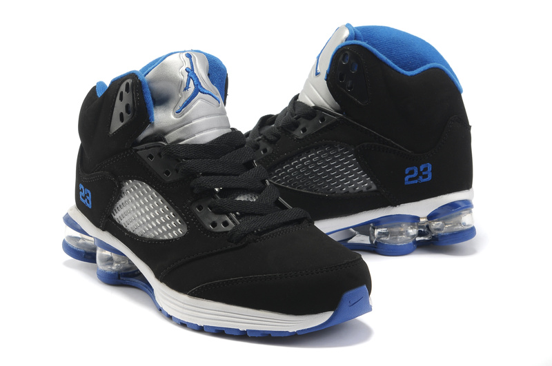 2012 Air Cushion Jordan 5 Black White Blue