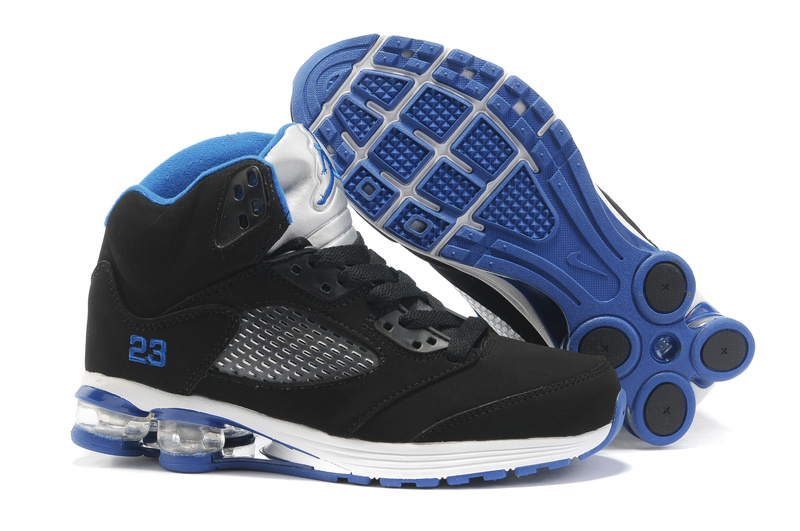 2012 Air Cushion Jordan 5 Black White Blue