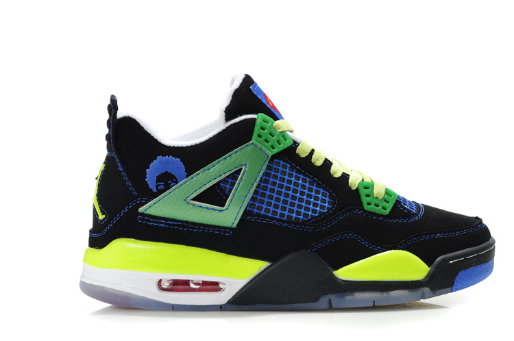 2012 Air Jordan 4 Black Green Blue - Click Image to Close