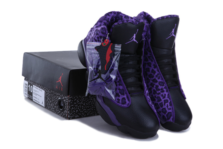 2013 Air Jordan 13 Leopard Print Black Purple Shoes - Click Image to Close