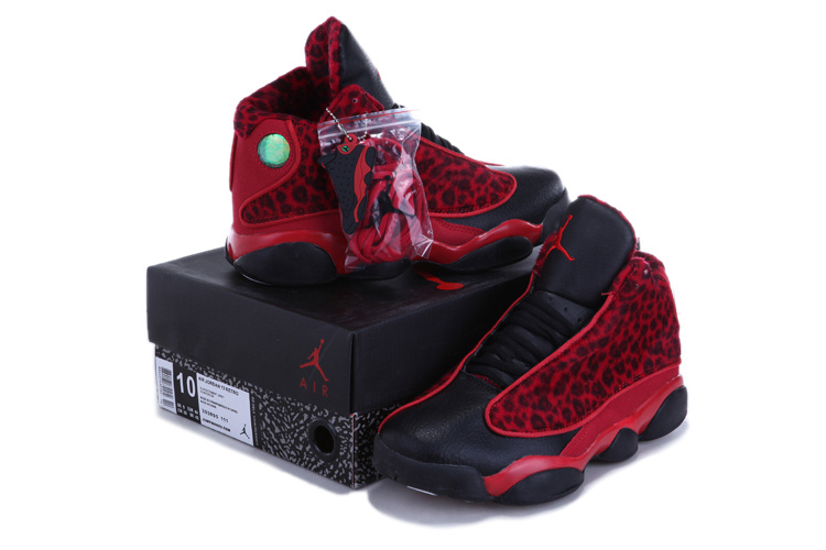 2013 Air Jordan 13 Leopard Print Black Red Shoes - Click Image to Close