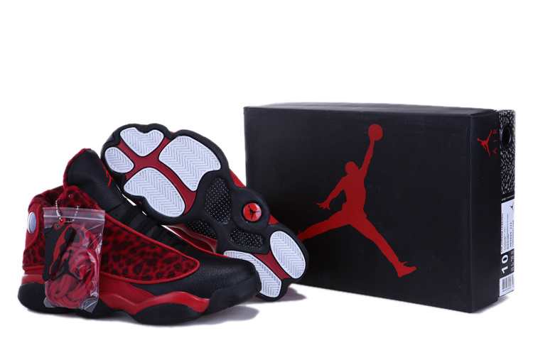 2013 Air Jordan 13 Leopard Print Black Red Shoes - Click Image to Close