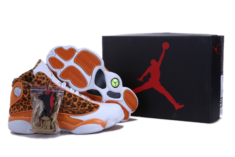 2013 Air Jordan 13 Leopard Print White Yellow Shoes - Click Image to Close