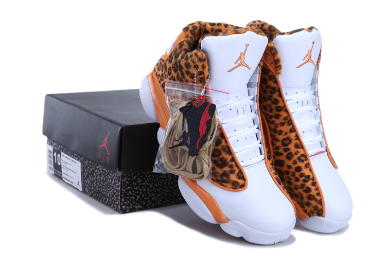 2013 Air Jordan 13 Leopard Print White Yellow Shoes - Click Image to Close