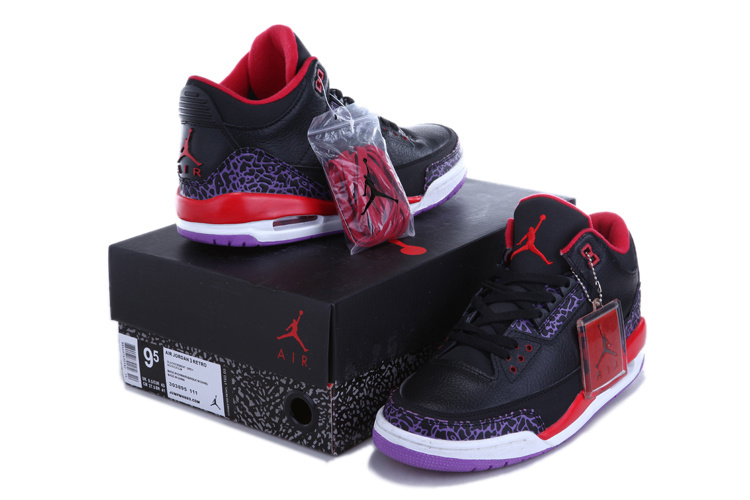 2013 Air Jordan 3 Black Red White Shoes - Click Image to Close