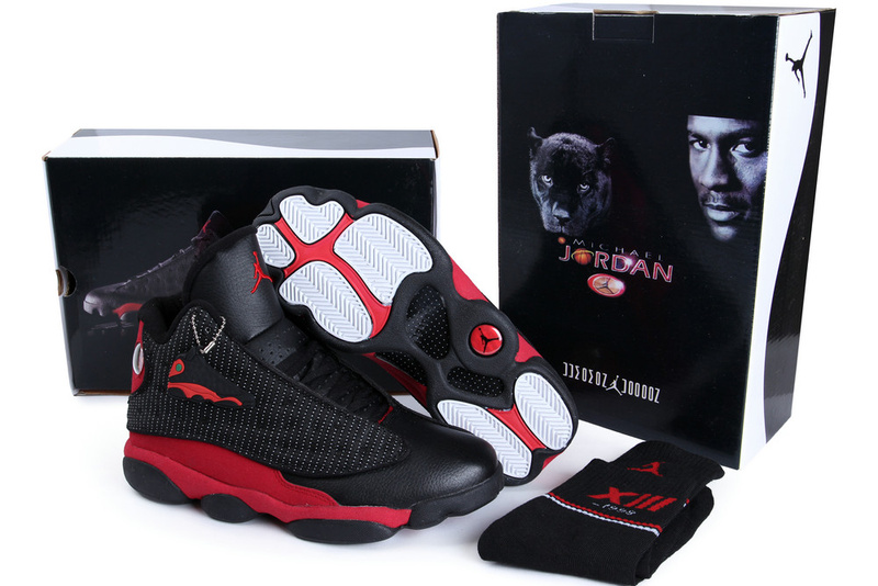 2013 Hardcover Air Jordan 13 Black Red Shoes - Click Image to Close