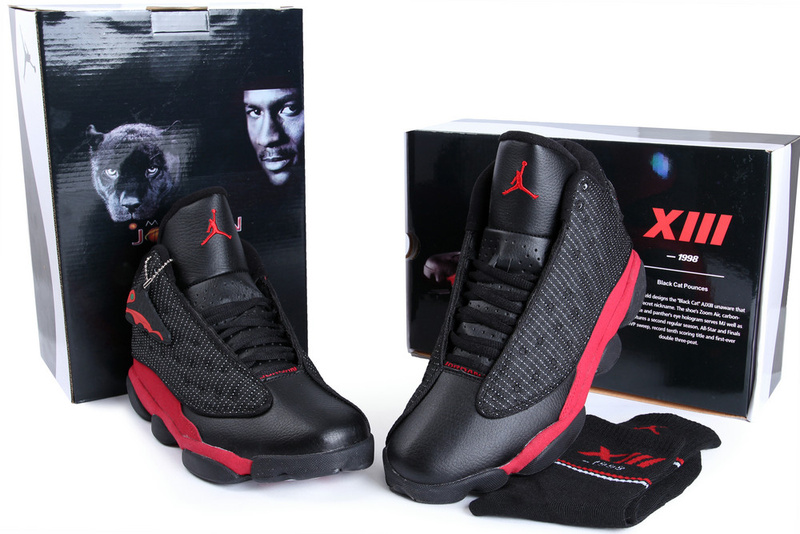 2013 Hardcover Air Jordan 13 Black Red Shoes - Click Image to Close