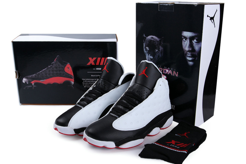 2013 Hardcover Air Jordan 13 White Black Red Shoes - Click Image to Close