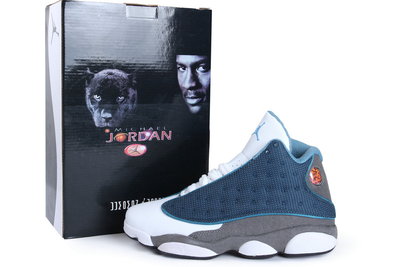 2015 Jordan Retro 13 Low White Black Blue Shoes - Click Image to Close