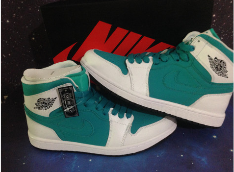 2014 Air Jordan 1 Retro Green White Shoes
