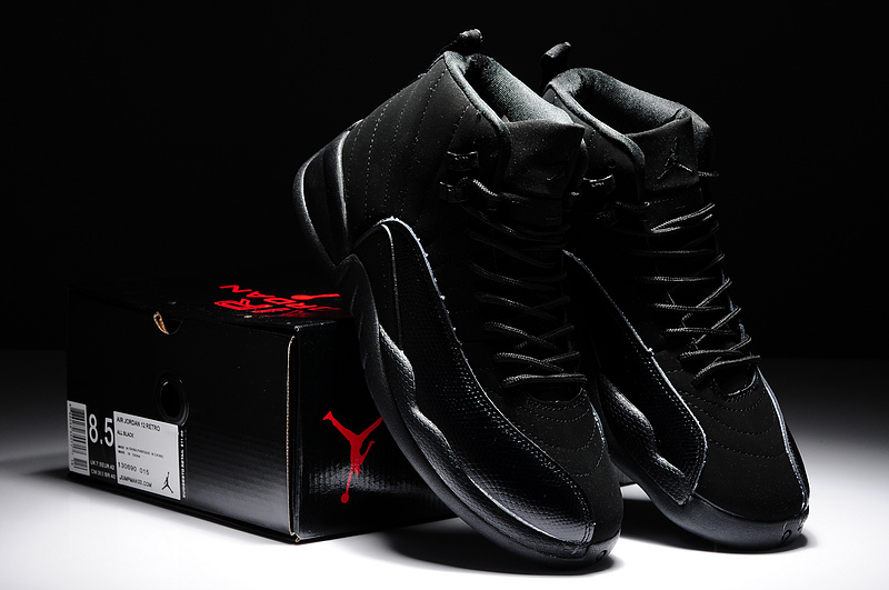 2014 Air Jordan 12 Retro All Black Shoes - Click Image to Close