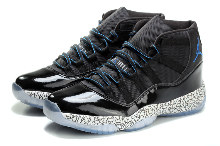 2014 Jordan 11 Retro Midnight Burst Crack Black Blue Shoes - Click Image to Close