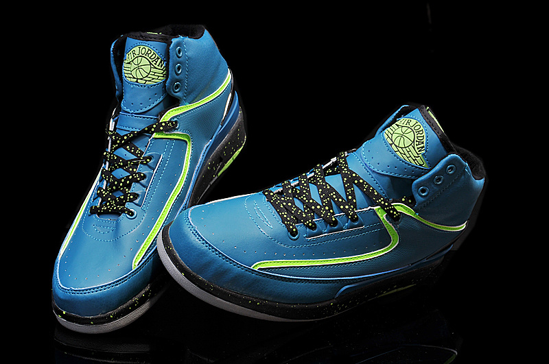 2014 Jordan 2 Retro Blue Black Green Shoes - Click Image to Close