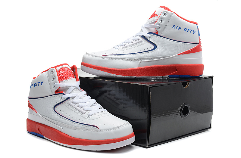 2014 Jordan 2 Retro White Red Blue Shoes - Click Image to Close