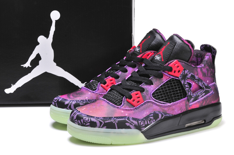 2014 Jordan 4 Retro Starry Sky Edition Purple Black Shoes - Click Image to Close