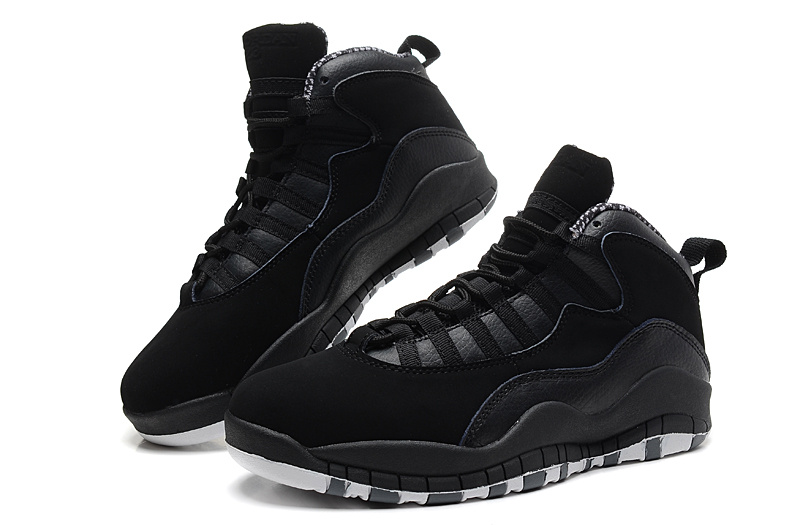 2014 New Jordan 10 Retro Transparent Sole All Black Shoes
