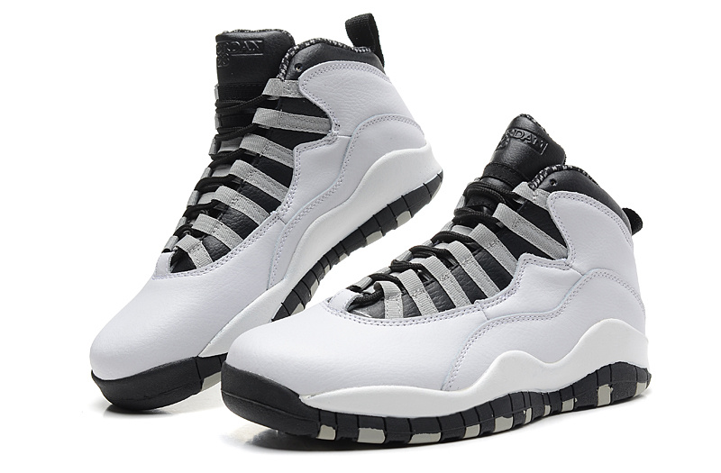 2014 New Jordan 10 Retro Transparent Sole White Black Shoes