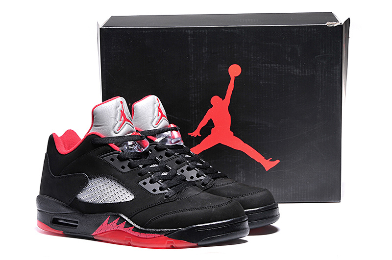 New Arrival Ai Jordan 5 Retro Low Black Red Shoes - Click Image to Close