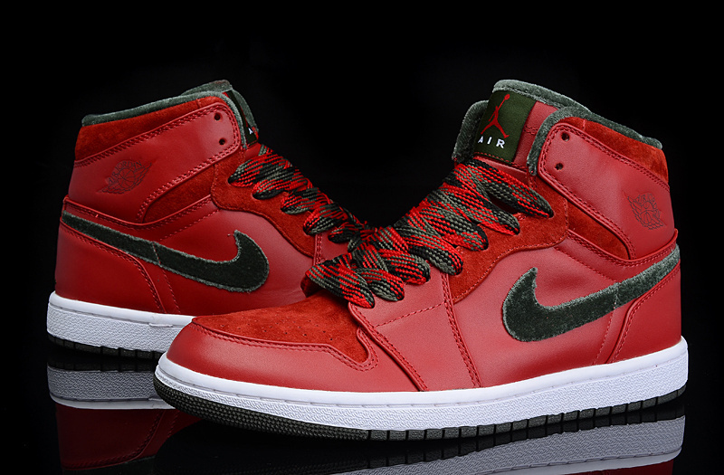 2015 Air Jordan 1 Retro All Red Green Shoes - Click Image to Close