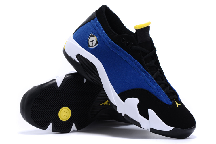 New Arrival Air Jordan 14 Low Blue Black White Shoes - Click Image to Close