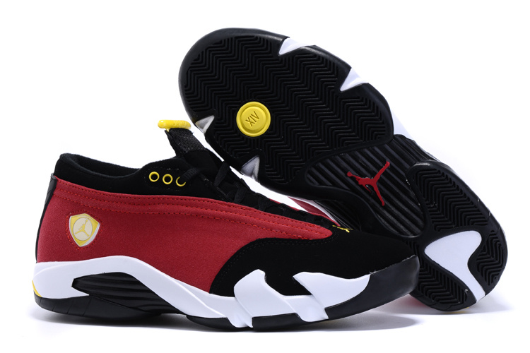 New Arrival Air Jordan 14 Low Red Black White Yellow Shoes - Click Image to Close