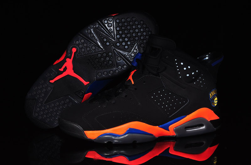 2015 Jordans 6 Knicks Black Orange Blue World Cup Lovers - Click Image to Close