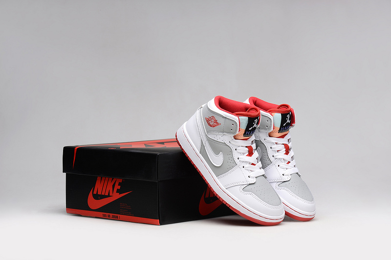 2015 Air Jordan 1 Bugs Bunny White Red Grey Shoes For Women - Click Image to Close