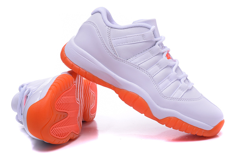 2015 Jordan 11 White Orange Shoes For Women - Click Image to Close
