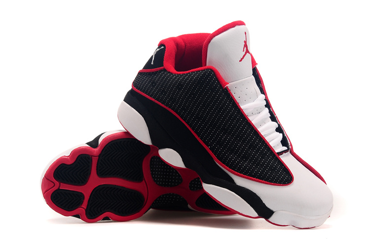 2015 Jordan Retro 13 Low White Black Blue Shoes - Click Image to Close