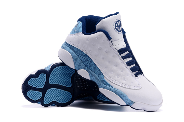 2015 Jordan Retro 13 Low White Black Blue Shoes