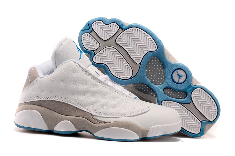 2015 Air Jordan 13 Low White Grey Blue Shoes - Click Image to Close