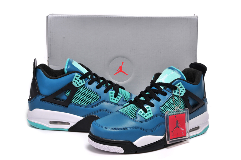 2015 Jordan 4 Retro Black Jade Blue Shoes