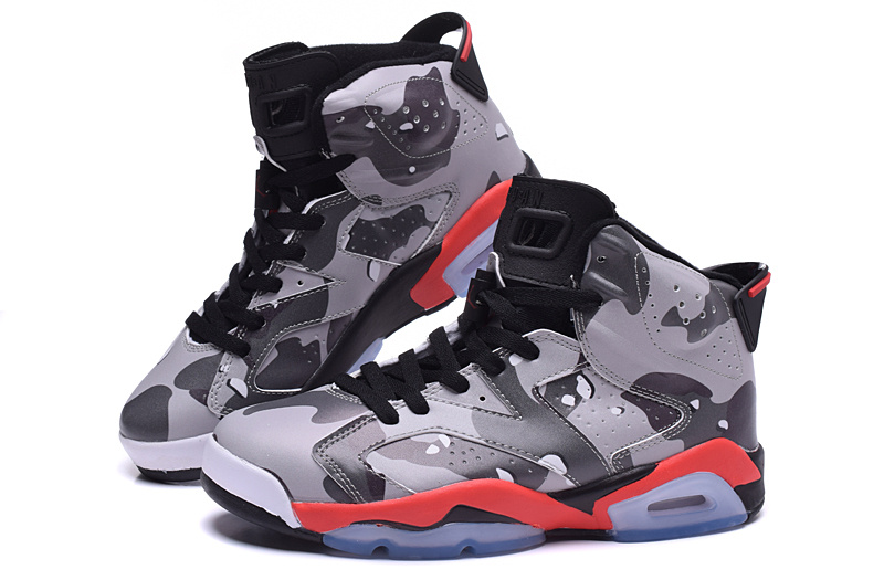 2015 Air Jordan 6 Army Grey Red Black Shoes For Women