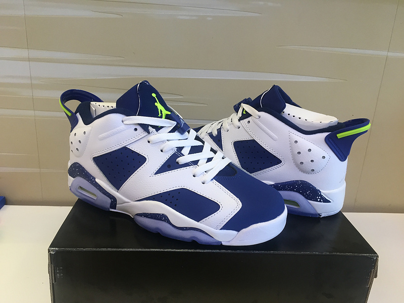 2015 Jordan 6 Low White Blue Fluorscent Shoes