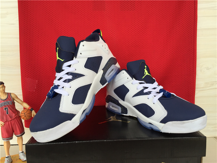 2015 Jordan 6 Low White Deep Blue Shoes - Click Image to Close