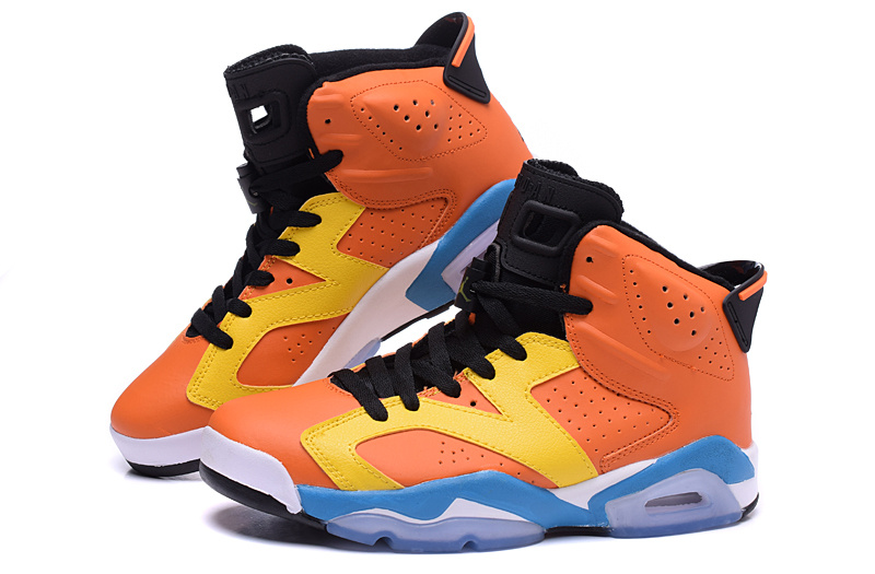 2015 Air Jordan 6 OG Orange Yellow Blue Shoes