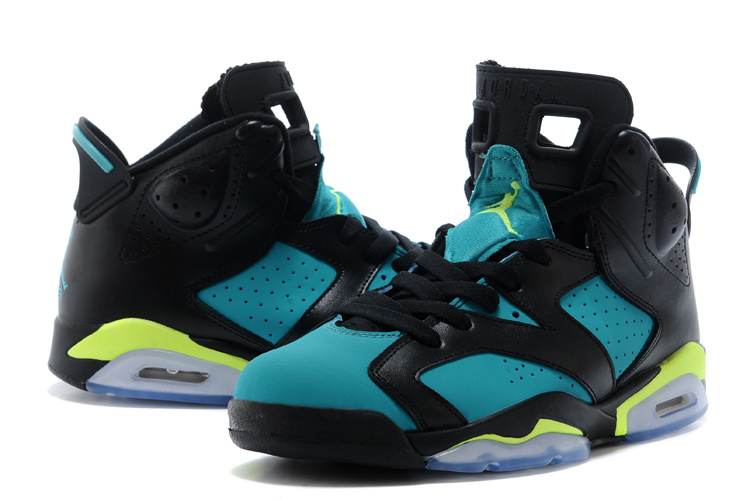 2015 Jordan 6 Retro Black Blue Fluorscent Shoes For Women - Click Image to Close