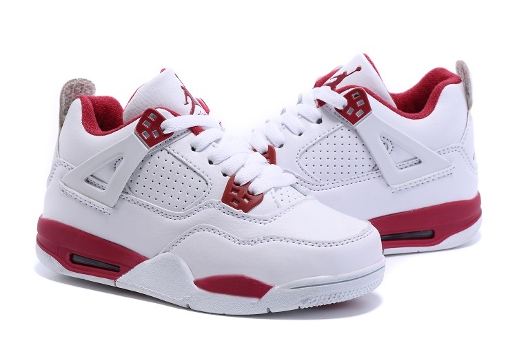 New Air Jordan 4 Retro White Red Kids Shoes - Click Image to Close