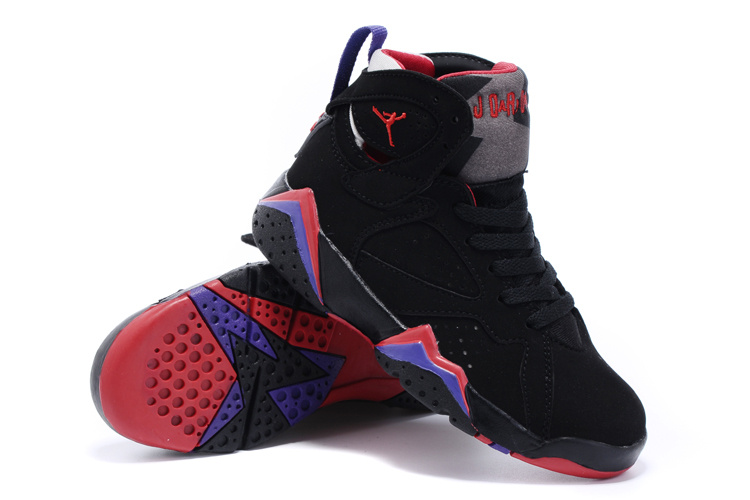 New Air Jordan 7 Retro Black Purple Red Kids Shoes - Click Image to Close