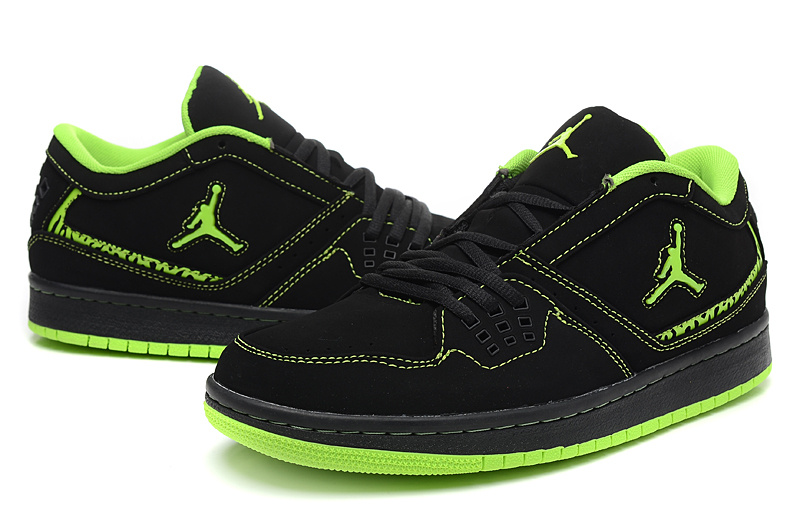 Latest Air Jordan 1 Flight Low Black Green Shoes