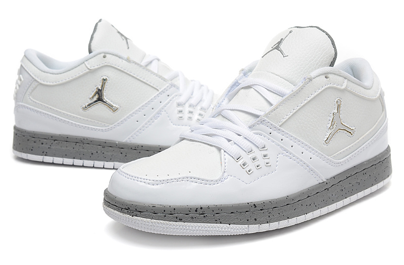 Latest Air Jordan 1 Flight Low White Grey Shoes