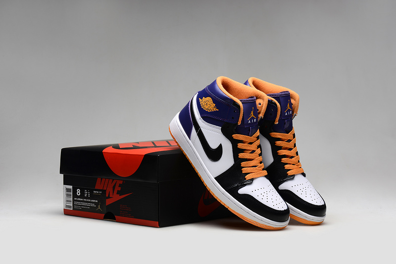 Latest 2015 Air Jordan 1 Retro White Orange Blue Shoes - Click Image to Close