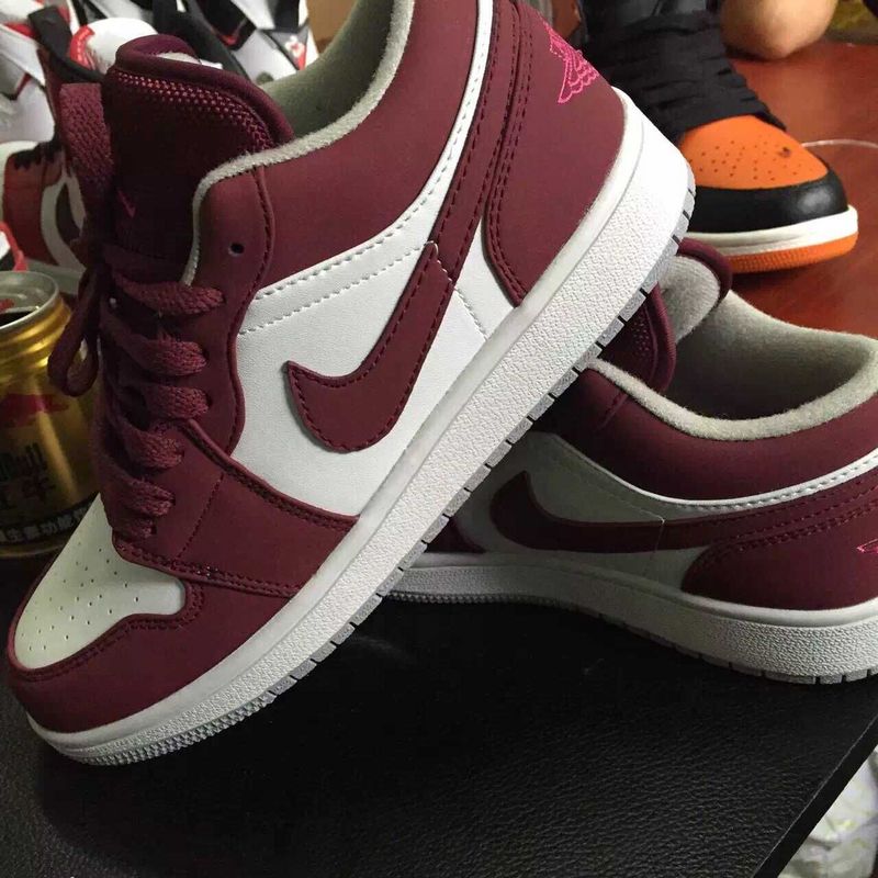 Latest 2015 Air Jordan 1 Retro White Wine Red Shoes - Click Image to Close