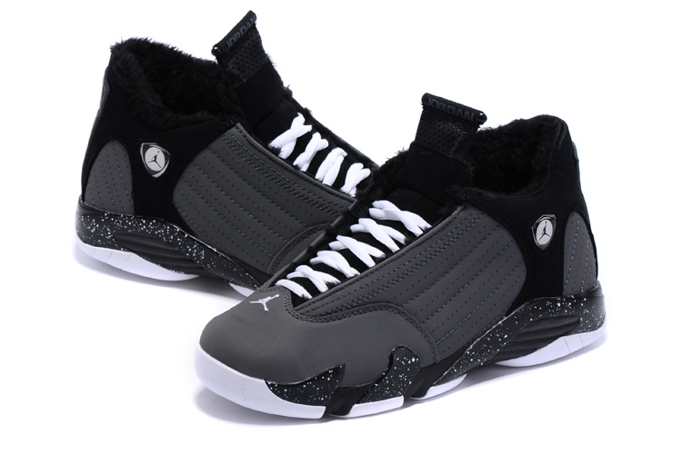 Latest 2015 Air Jordan 14 Retro Wool Black Grey Shoes