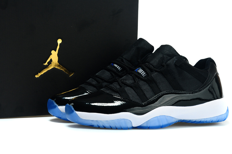 Jordan 11 Low Black White Blue Shoes - Click Image to Close